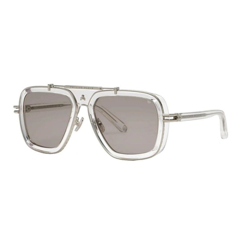 Philipp Plein Sunglasses Aviator Full Rim, Transparent Frame and Brown Lens